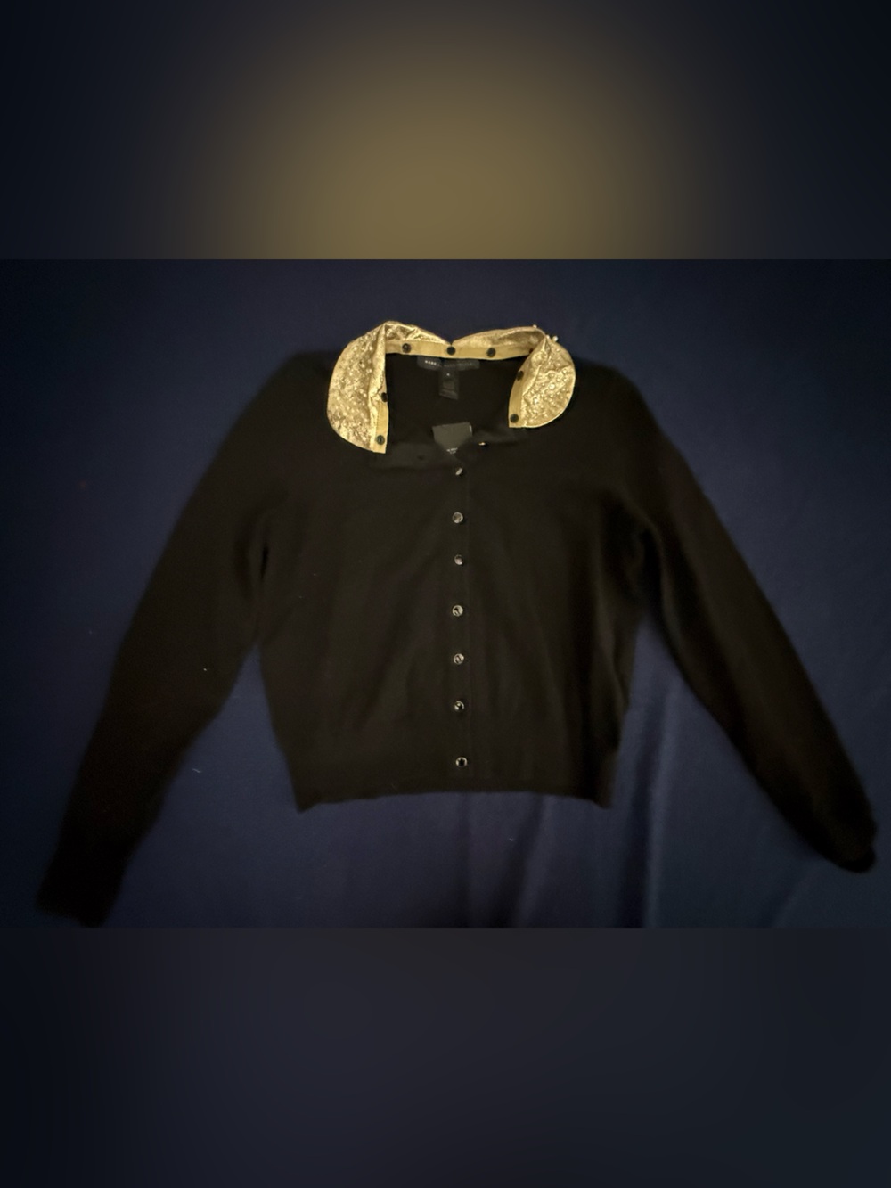 NWT Marc by Marc Jacobs Gold Pearl Embellished Collar Wool Top Black S $298